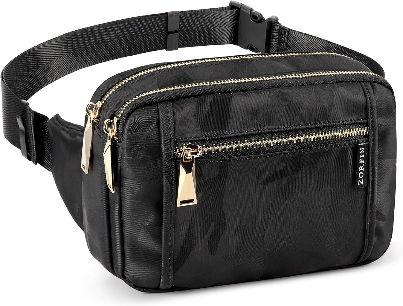 ZORFIN Fanny Packs for Women Men, Fashion Waist Pack Belt Bag with 5 Zipper Pockets Adjustable Be... | Amazon (US)