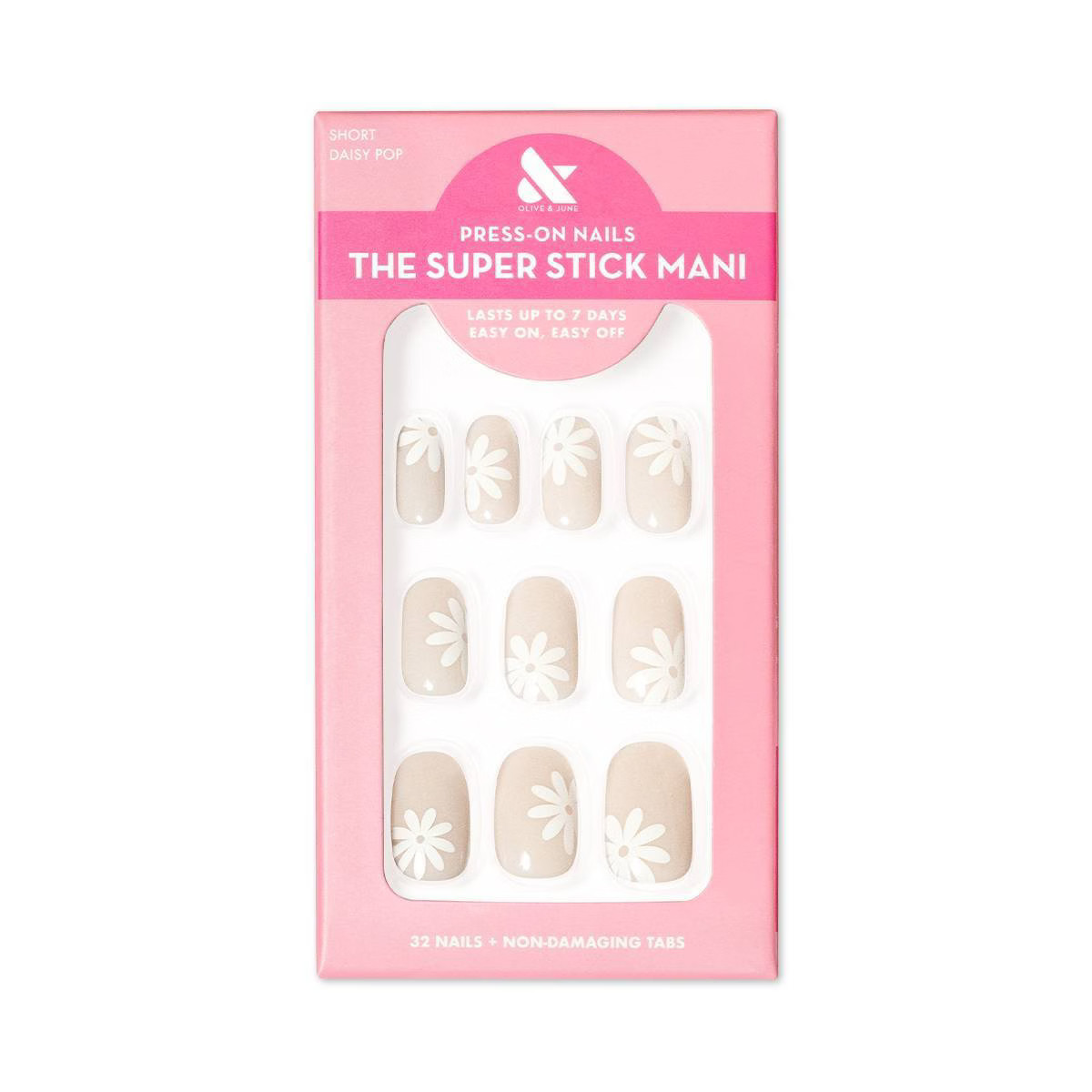 Olive & June Round Fake Nails - Daisy Pop - 32ct | Target