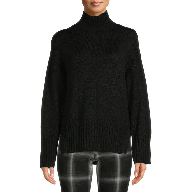 Time and Tru Wome's Color Blocked Mock Neck Sweater - Walmart.com | Walmart (US)