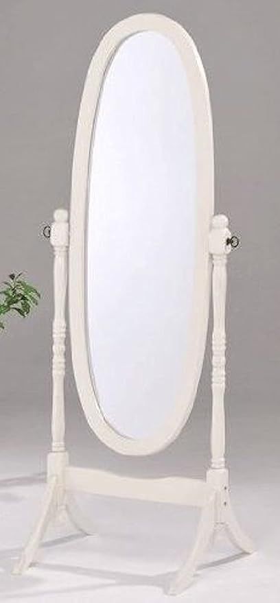 Legacy Decor Swivel Full Length Wood Cheval Floor Mirror, White New | Amazon (US)