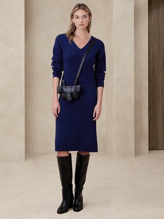 V-Neck Midi Sweater Dress | Banana Republic Factory