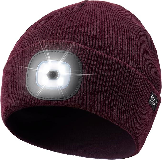 Etsfmoa Unisex Beanie with The Light Gifts for Men Dad Father USB Rechargeable Caps | Amazon (US)