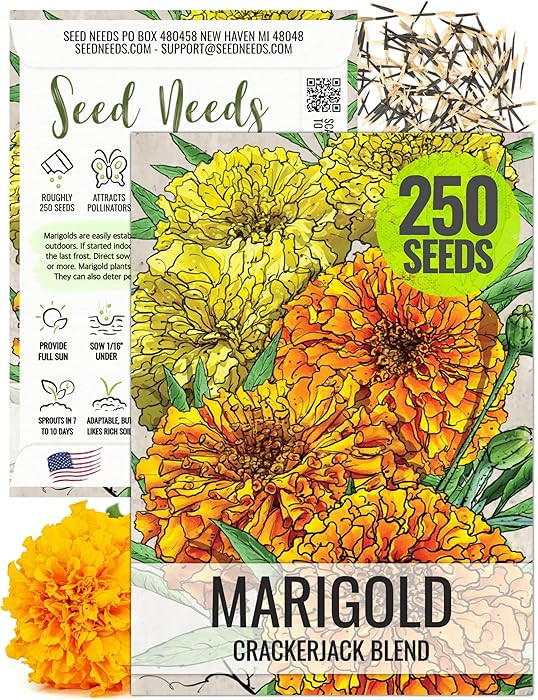 Seed Needs Crackerjack Marigold Seeds for Planting - Heirloom & Open Pollinated Annual Flowers - ... | Amazon (US)
