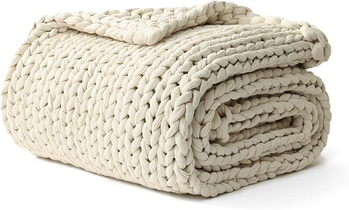 YnM Cotton Weighted Blanket, Handmade Chunky Knitted Design, Soft and Cozy, Temperature Regulatin... | Amazon (US)