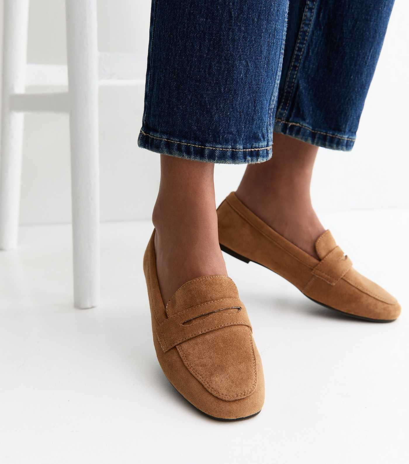 Tan Faux Suede Flat Penny Loafers | New Look | New Look (UK)