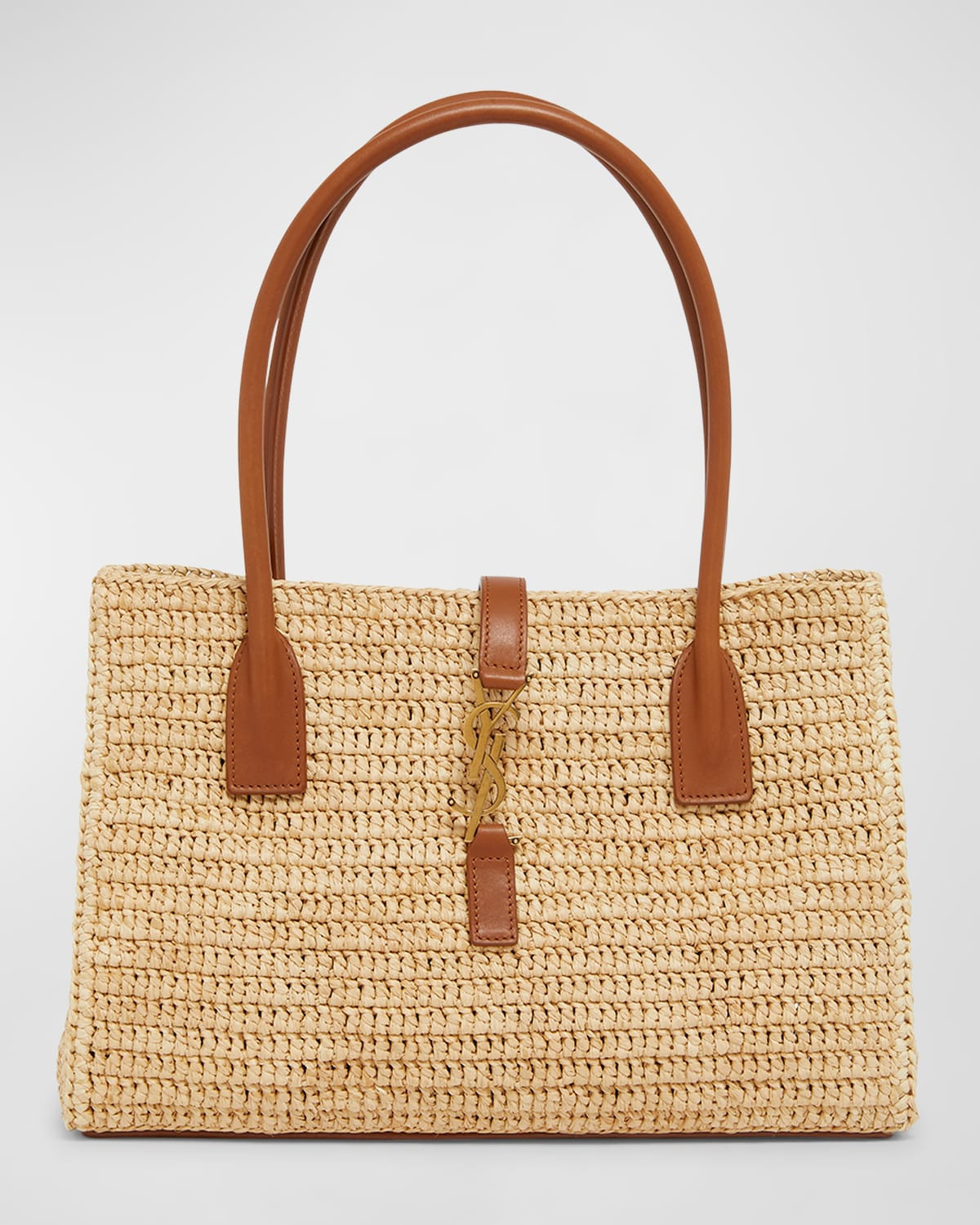 YSL Tote Bag in Raffia & Leather | Neiman Marcus