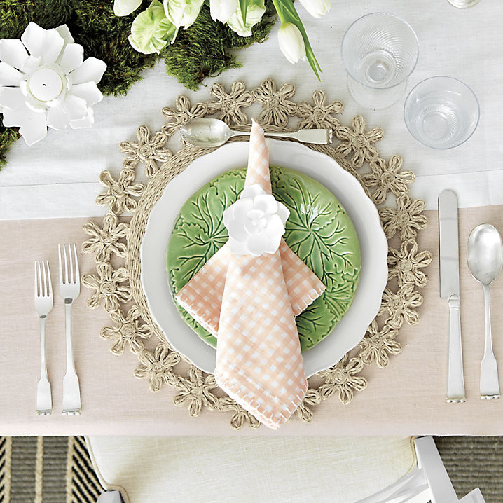 Tulum Scalloped Woven Placemats Set of 4 with Handmade Bohemian Design | Ballard Designs, Inc.