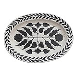 Creative Co-Op Hand Painted Stoneware Floral Design, Black and White Platter | Amazon (US)
