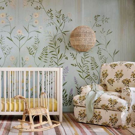 A slipcovered floral chair and macrame pendant cozy up this nursery

#LTKbump #LTKbaby #LTKhome
