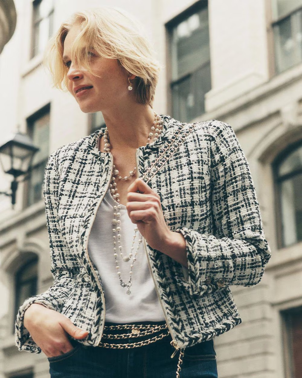 Braided Trim Tweed Jacket | White House Black Market