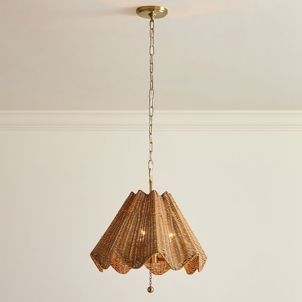 Chris Loves Julia Ruffle Rattan Chandelier (16") | Pottery Barn Teen