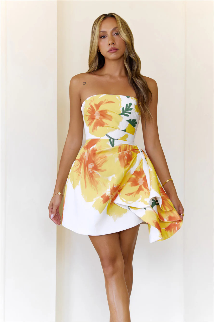 Sunbeam Allure Strapless Mini Dress Yellow | Hello Molly (US)