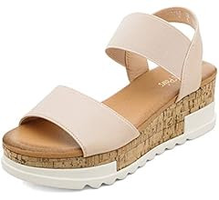 DREAM PAIRS Women's Open Toe Ankle Strap Casual Flatform Platform Sandals | Amazon (US)