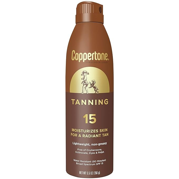 Coppertone Tanning Sunscreen Spray with Broad Spectrum SPF 15, Water Resistant Spray Sunscreen, L... | Amazon (US)