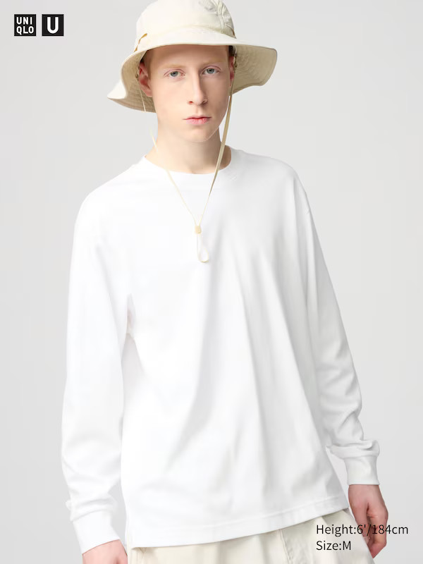 AIRism Cotton Oversized Crew Neck T-Shirt (Long Sleeve) | UNIQLO (UK)