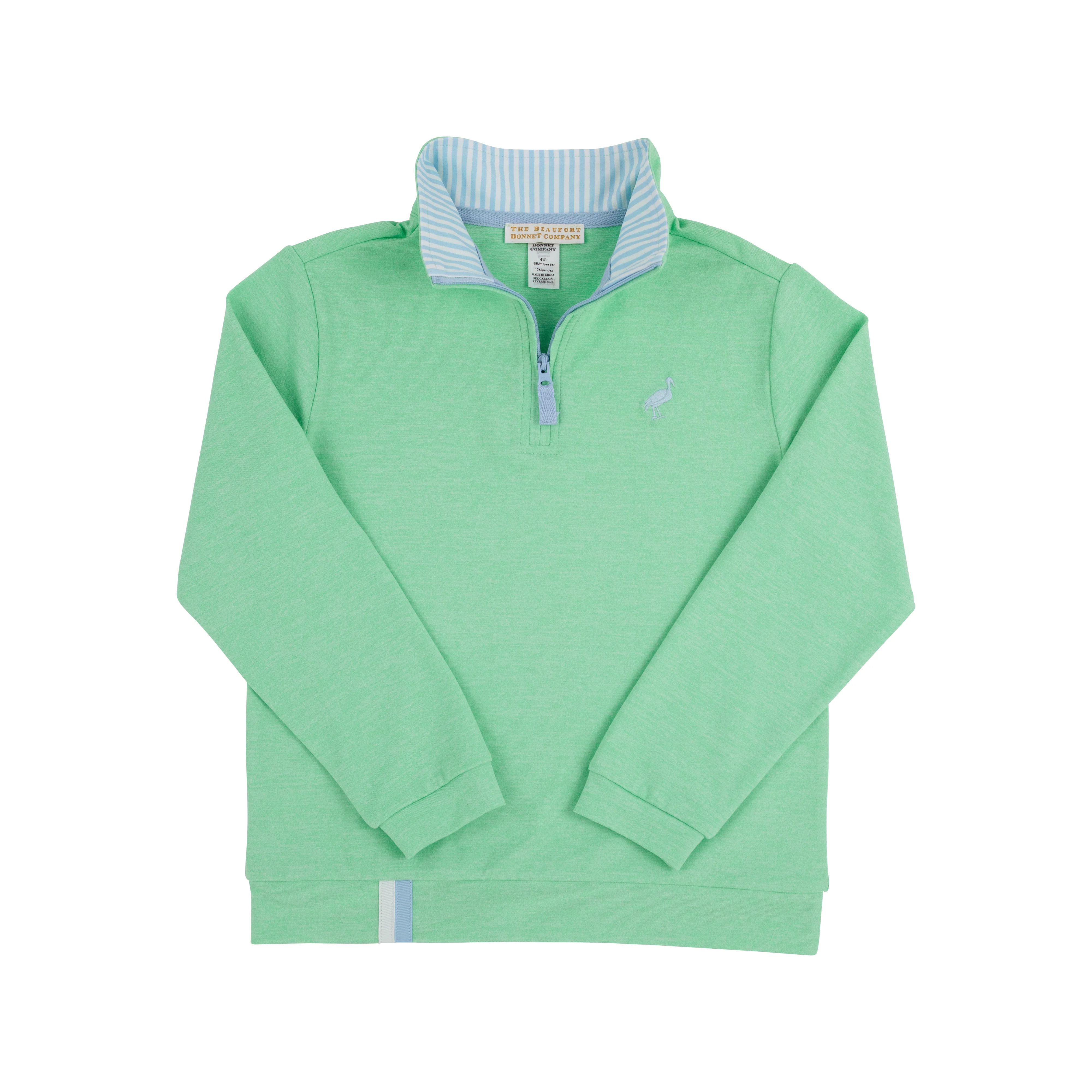 Prepletic™ Hayword Half-Zip - Grace Bay Green with Beale Street Blue Stripe | The Beaufort Bonnet Company