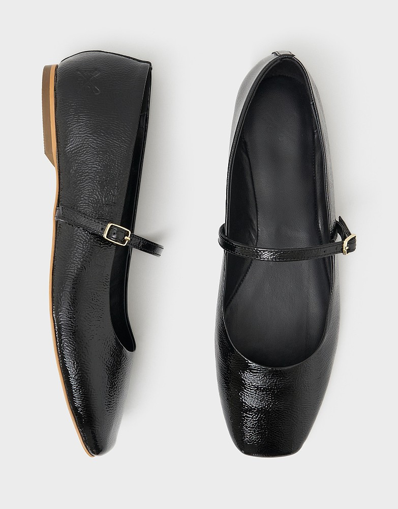 Leather Mary Jane Shoes in Black Patent | Crew Clothing (UK)