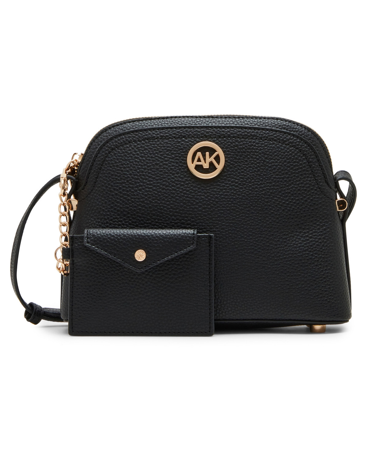 Anne Klein Dome Zip Top Detachable Card Case Crossbody Bag - Black | Macy's