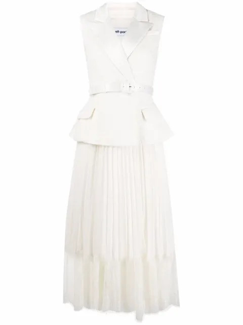 belted tweed midi dress | Farfetch (US)