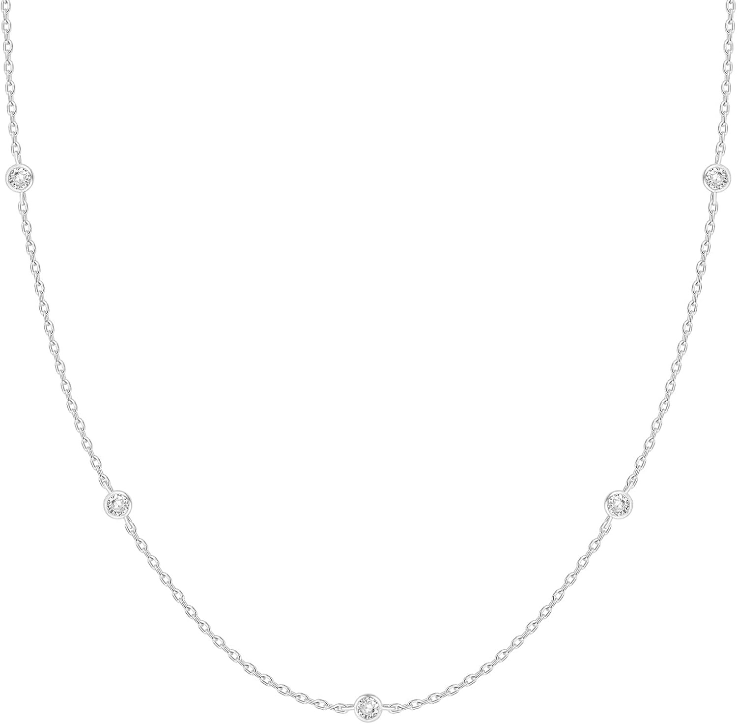 PAVOI 14K Gold Plated Station Necklace | Simulated Diamond BTY Necklace | Womens CZ Chain Necklac... | Amazon (US)