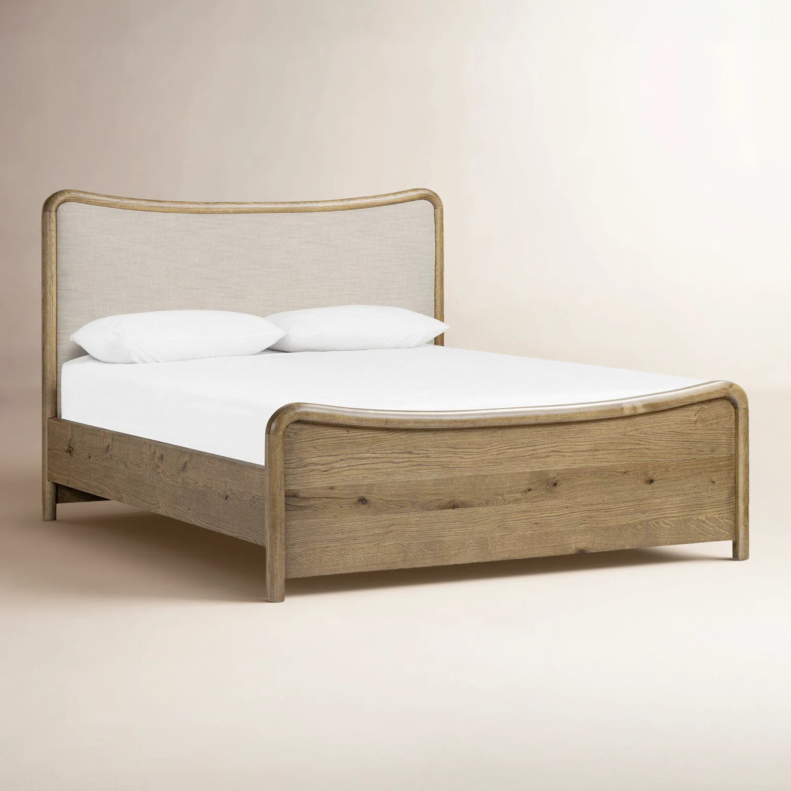 Linen Upholstered Oak Bed | Birch Lane