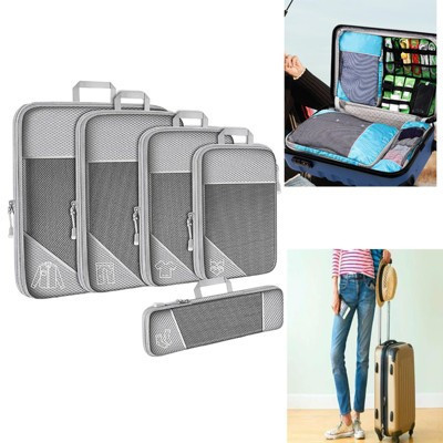 5 Pcs Expandable Compression Packing Cubes,Lightweight Compressible Travel Organizer,Mesh Packing Cubes With Double Zipper and Handle for Travel | Target