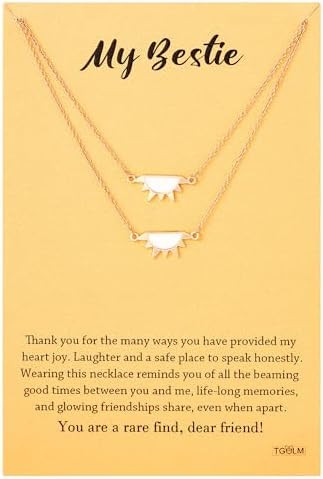 Real Gold Plated Half Sun Friend Necklace for Women BFF Necklaces for 2, My Besties Friendship Gi... | Amazon (US)