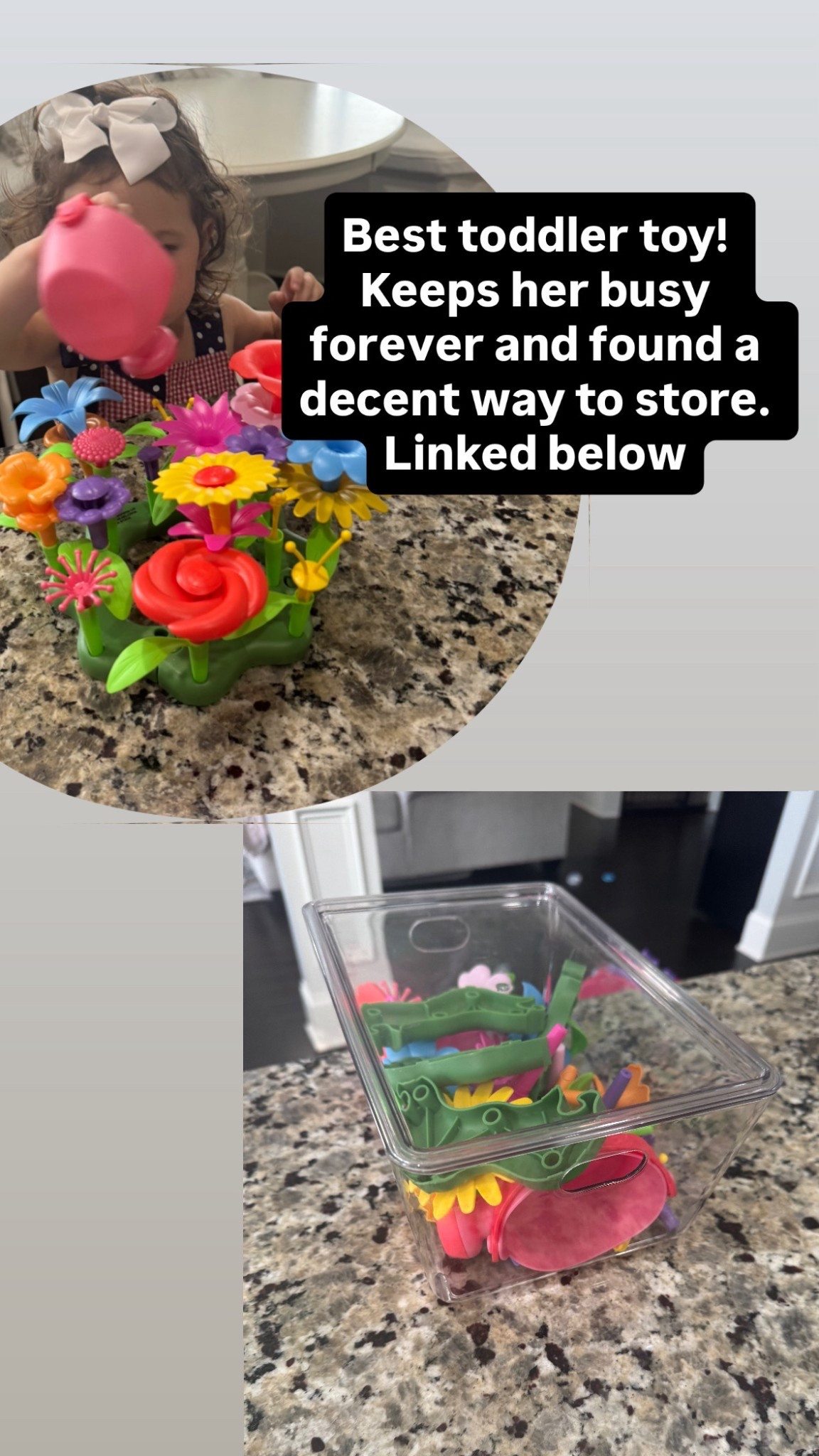Best toddler toy! #Amazon #Playroom #ToddlerToys #BabyToys #Walmart #Flowers #Organization #PlayroomOrOrganization #Target #StackableBins #ClearBins #BinsForPlayroom

#LTKKids #LTKBaby #LTKFamily