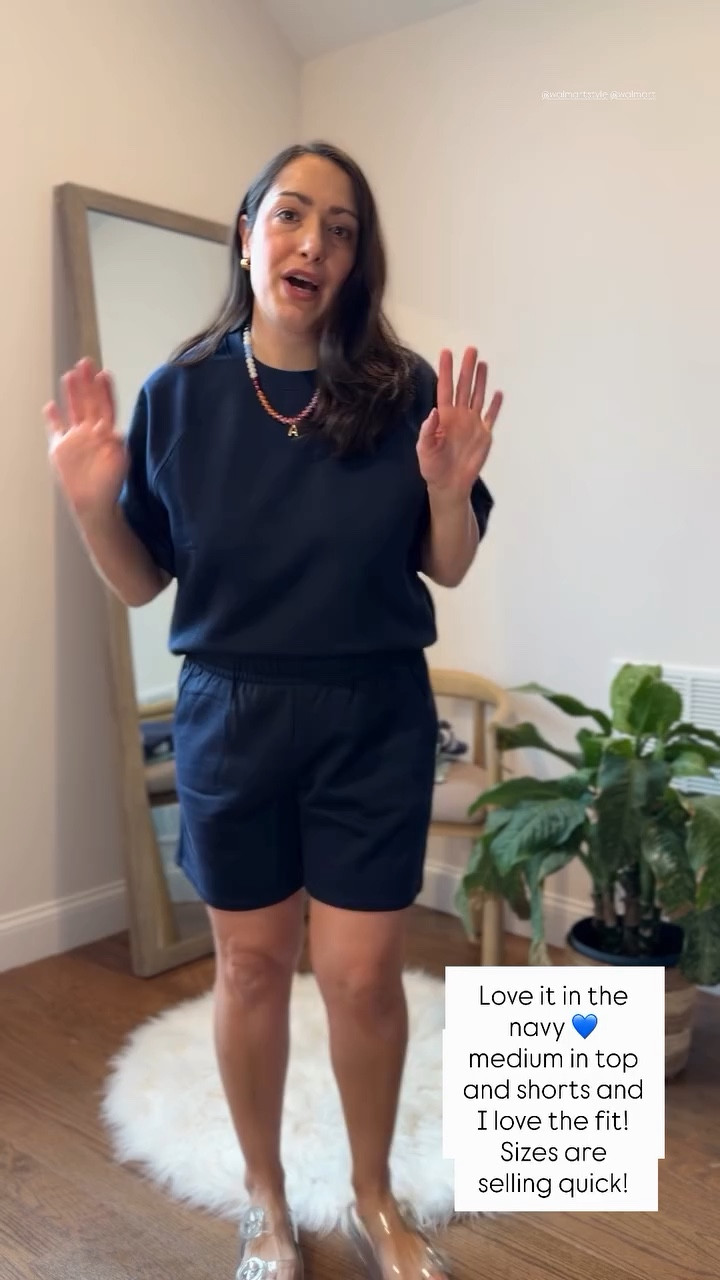 Love it in the navy 💙 medium in top and shorts and I love the fit! Sizes are selling quick! @walmartstyle @walmart