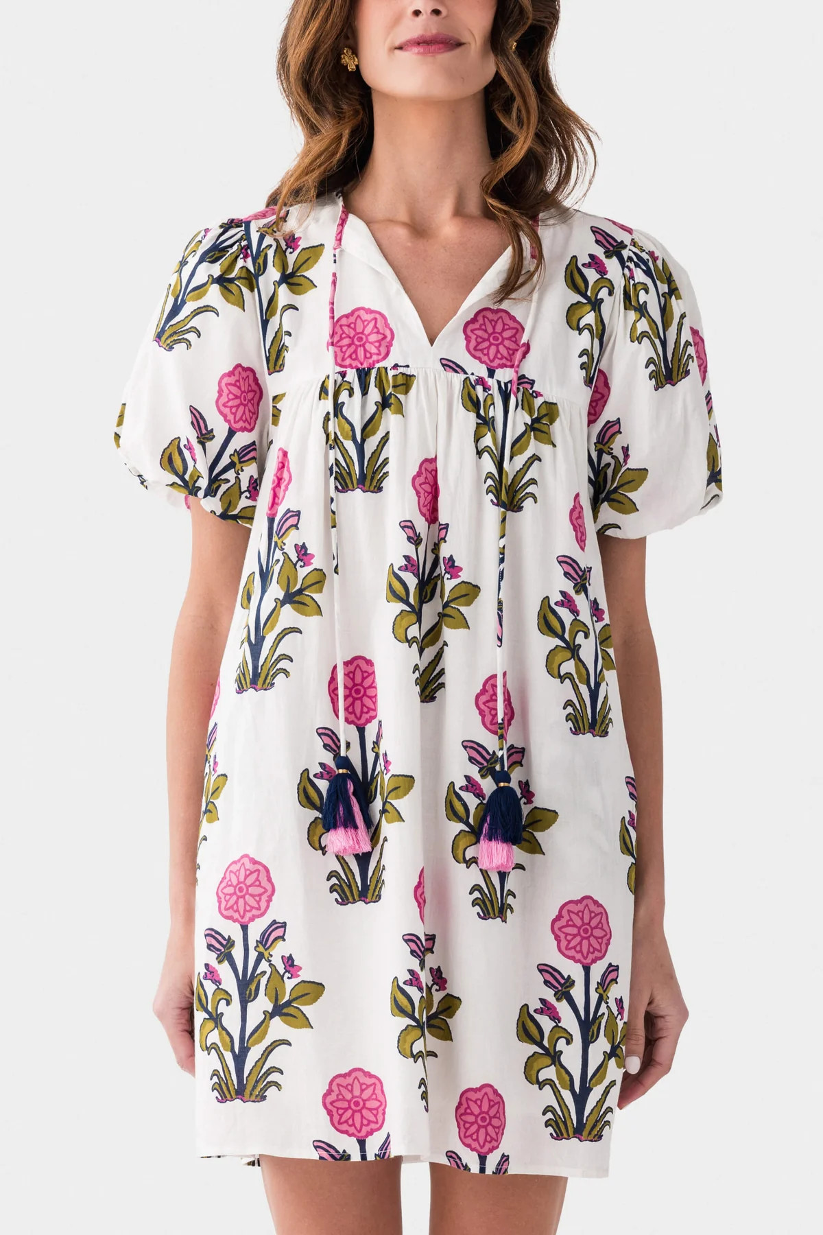 THML Puff Sleeve Floral Dress | Social Threads