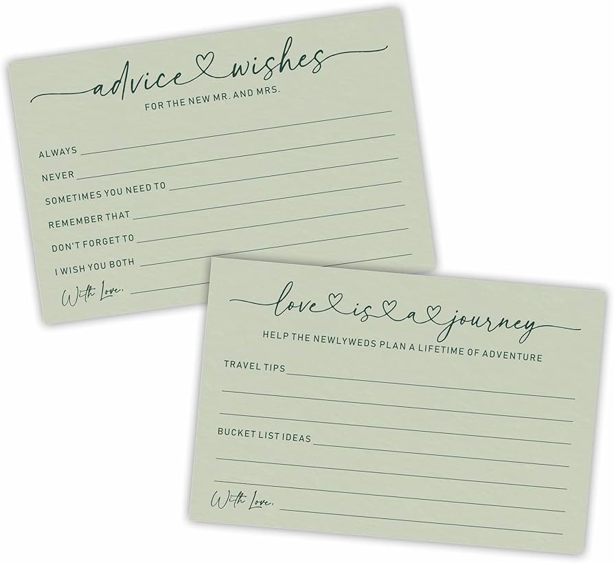 Wedding Advice Cards -Pack Of 30 Wishes For The New Mr & Mrs Wedding,Love Is A Journey Cards - Br... | Amazon (US)
