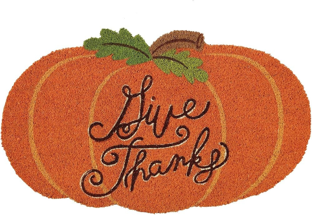 DII Natural Coir Outdoor Doormat, Fall & Thanksgiving Seasonal Mat, 17x29", Give Thanks Pumpkin | Amazon (US)
