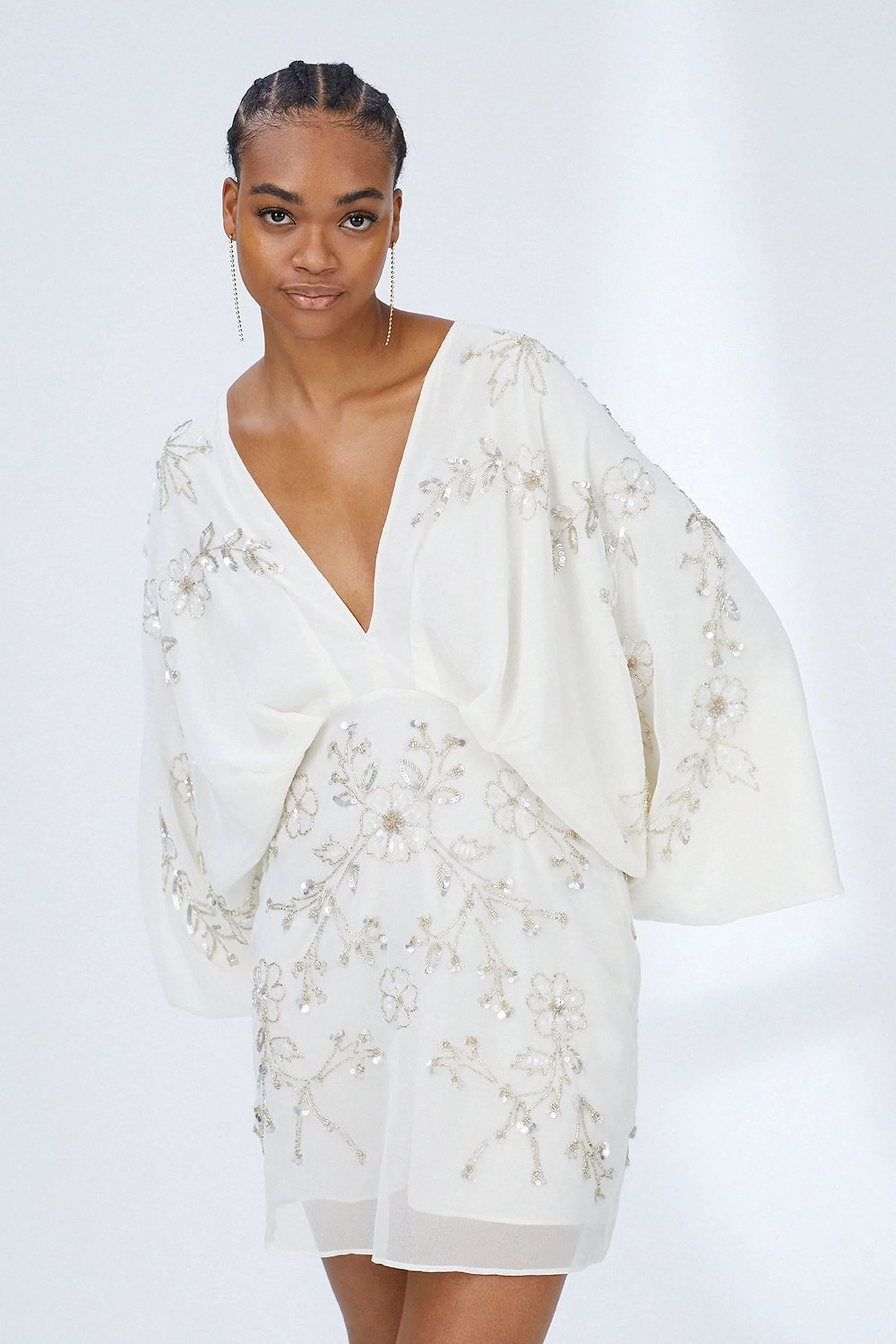 All Over Beaded V Neck Kimono Mini Dress | Coast UK & IE