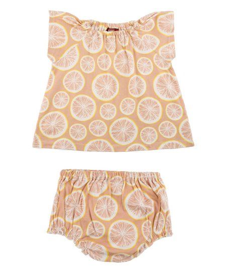 Grapefruit Slices Organic Cotton Angel-Sleeve Top & Bloomers - Infant | Zulily