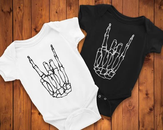 Skeleton Rock Hand Baby Onesie Infant Bodysuit Cute | Etsy | Etsy (US)
