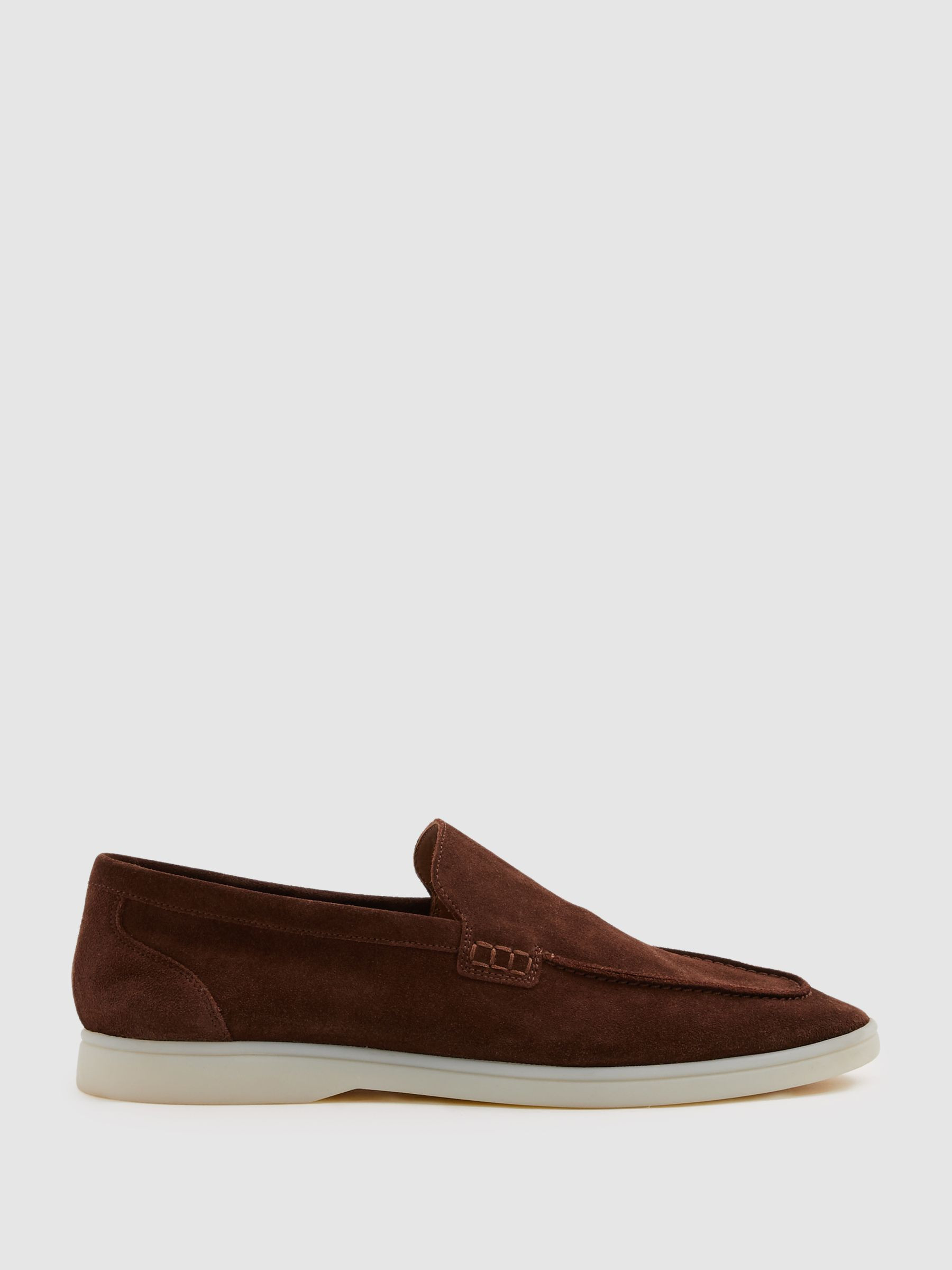 Reiss Suede Slip-On Loafers in Dark Brown - REISS | Reiss UK