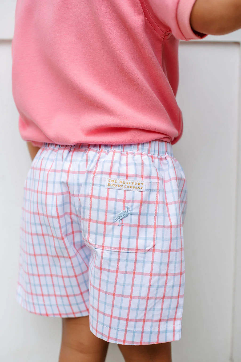 Shelton Shorts - Coral Chandler Check with Beale Street Blue Stork | The Beaufort Bonnet Company