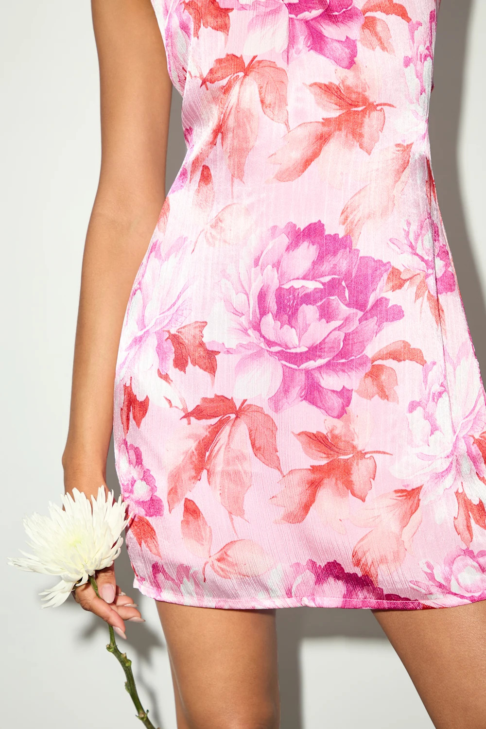 Beyond Classy Pink Multi Floral Print Satin Halter Mini Dress | Lulus