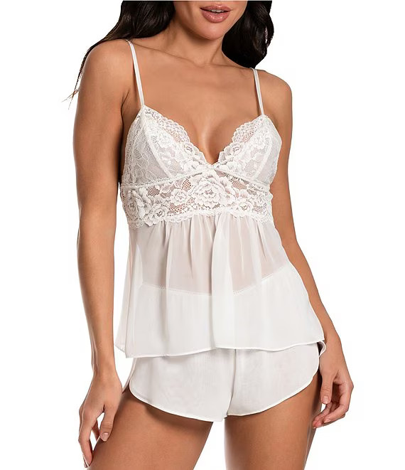 Chiffon Sleeveless V-Neck Lace Shorty Set | Dillard's