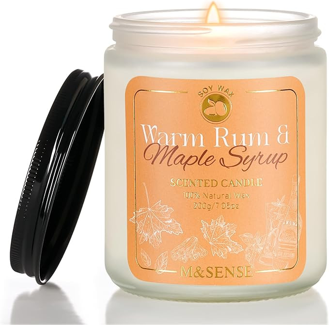 M&SENSE Candle Rum Maple Syrup Scented, Fall Scent Candle for Home Decor, Classic 7oz Jar Candles... | Amazon (US)