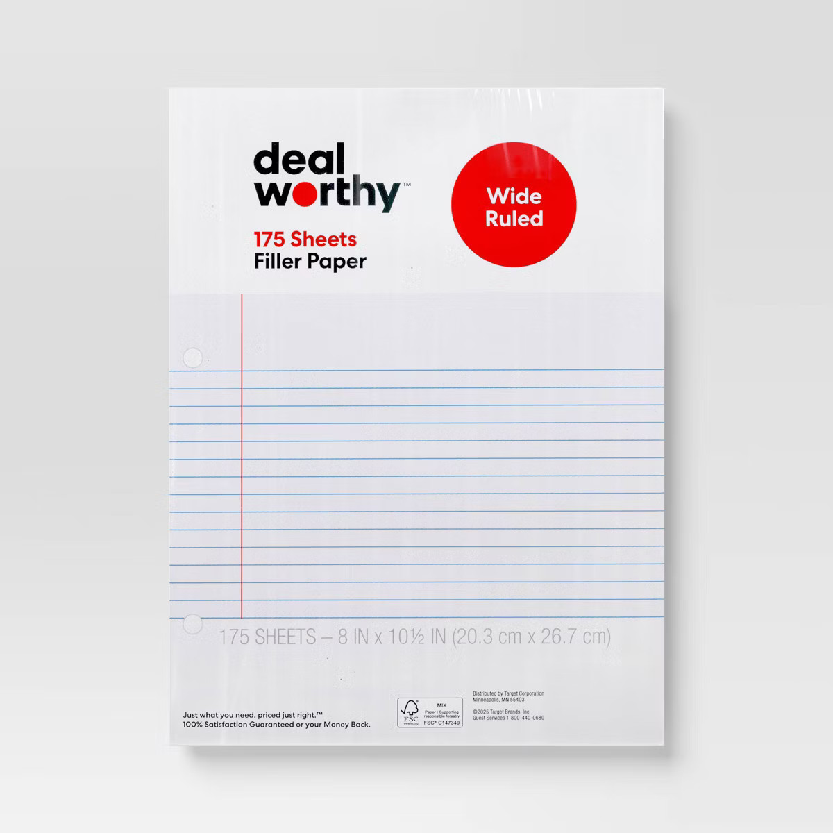 175ct Wide Ruled Loose Leaf Notebook Filler Paper - Dealworthy™ | Target