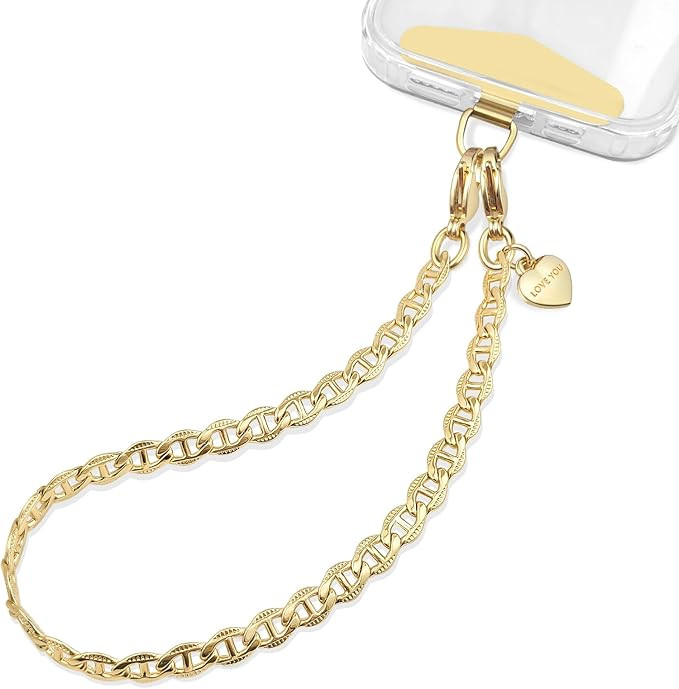 Phone Charm Strap Heart Phone Chain Wristlet With Metal Tether Tab Detachable iPhone Chain Wrist ... | Amazon (US)