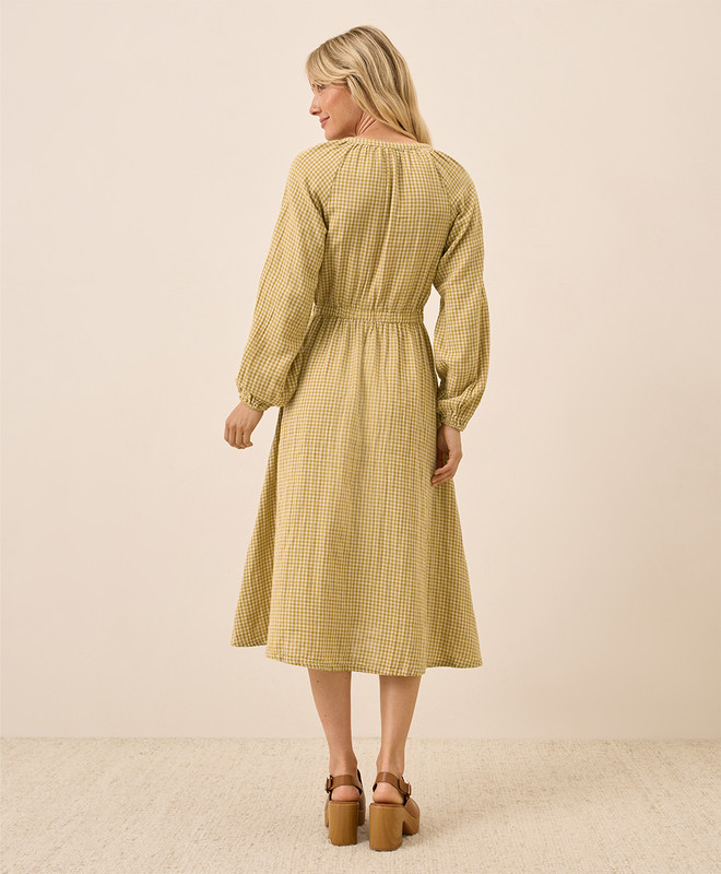 Women’s Coastal Double Gauze Poet Sleeve Dress made with Organic Cotton | Pact | Pact Apparel