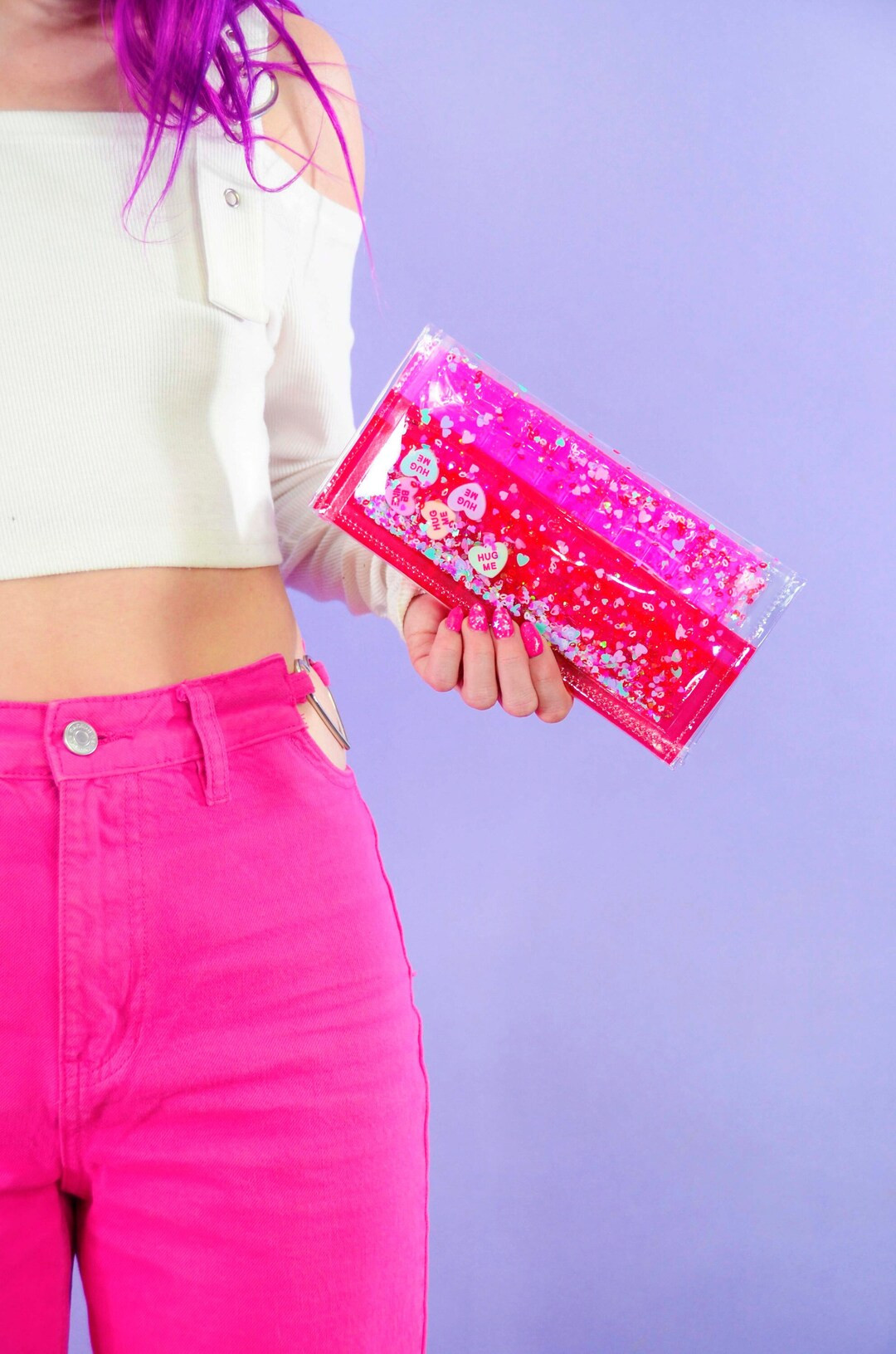 Liquid Glitter Large Wallet Be My Valentine Valentines Wallet Conversation Hearts Candy Wallet Ka... | Etsy (US)