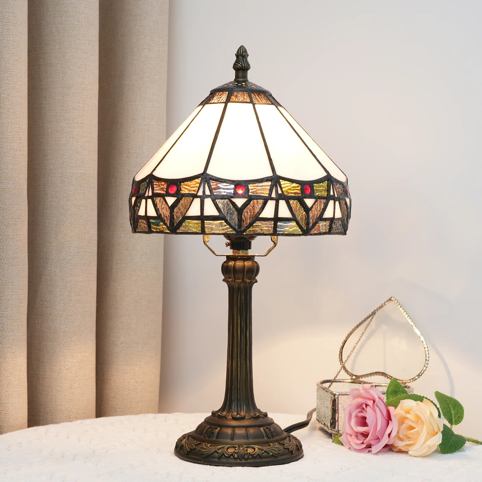 Astoria Grand 14''H Tiffany Style Table Lamp Resin Base And Stained Glass Table Lamp & Reviews - Wayfair Canada | Wayfair North America