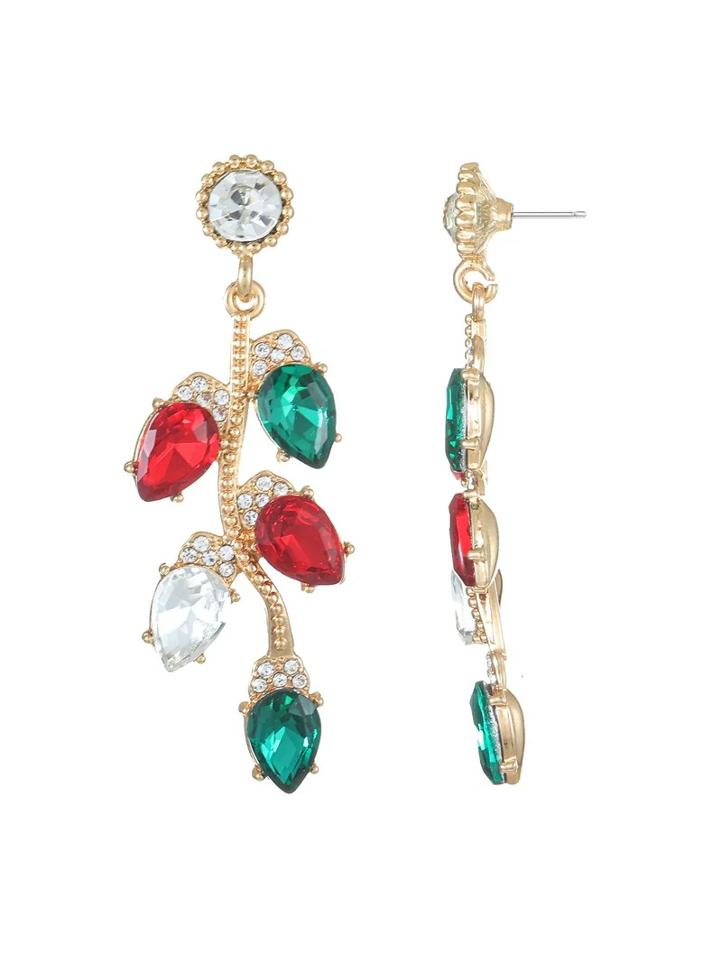 Holiday Time Red, Green and Silver Ornament Drop Earrings, 1 Pair | Walmart (US)