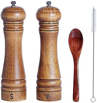 Salt and Pepper Grinder Set, 2 Pack Wood Salt Pepper Grinder Mill Refillable Shakers with Adjusta... | Amazon (CA)