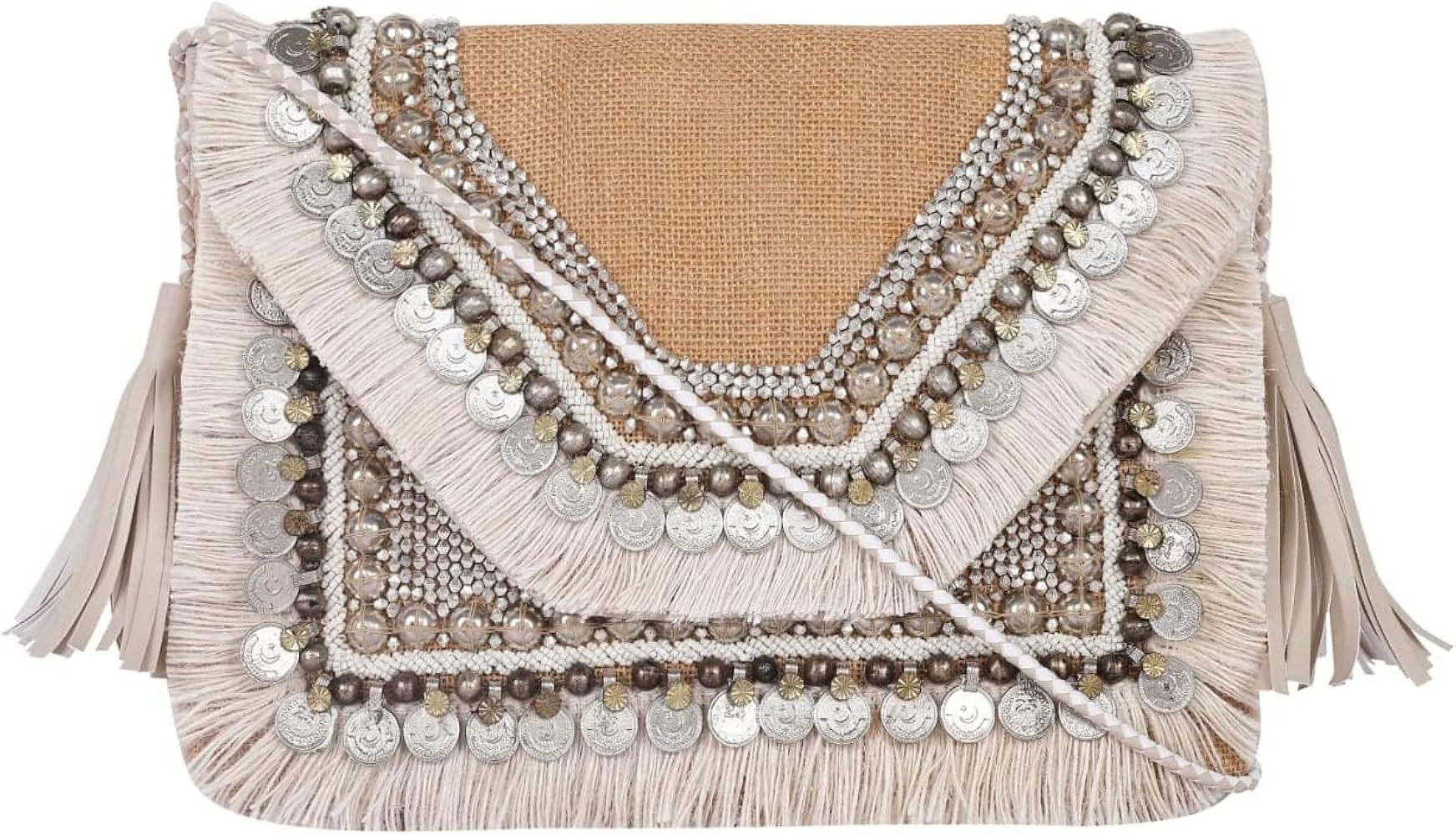 Straw Crossbody Bag Straw Shoulder Bag Straw Clutch Women Hand-embroidered clutch Summer Beach En... | Amazon (US)