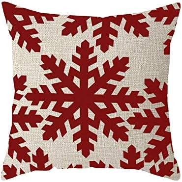 Christmas Snowflakes Throw Pillow Cover Beautiful Red Snowflakes Linen Cushion Cover for Sofa Bed... | Amazon (US)