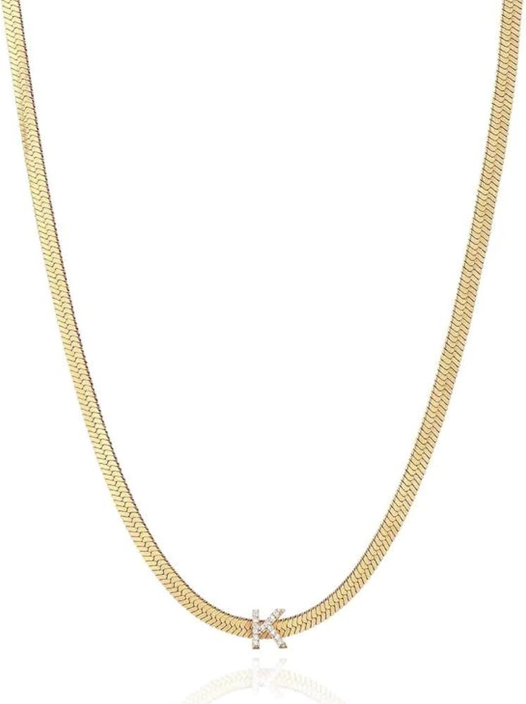 Ettika Initial Necklaces for Women. 18K Gold Plated Cubic Zirconia, Letter Necklace. Gold Initial... | Amazon (US)